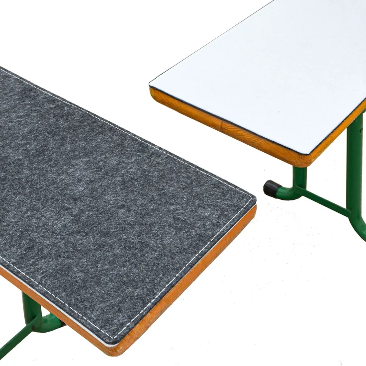 2 Filz Bierbank Auflagen zum Wenden 180x28x0,8cm in Schwarz-Weiß – Bild 2