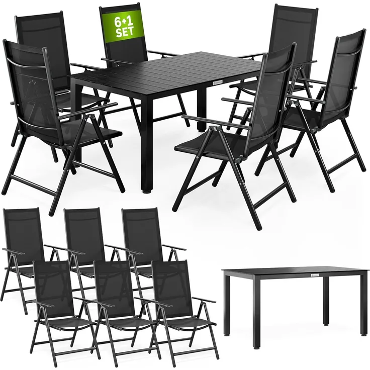 Casaria Gartengarnitur Aluminium mit Auflage grau