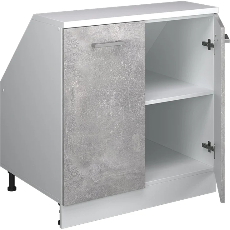 Küchenschrank für Dachschrägen R-Line Beton 80 cm mit 2 Türen, Schrankkorpus 60 cm Tiefe Vicco – Bild 3