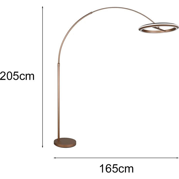Große LED Bogenlampe AMADOR dimmbar aus Metall Coffee, Höhe 205cm – Bild 4