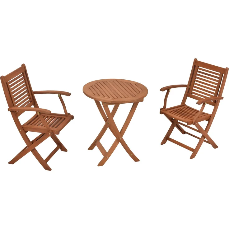 Madrid Gartenmöbel Set 3tlg, 2 Klappsessel, Klapptisch rund 65 cm