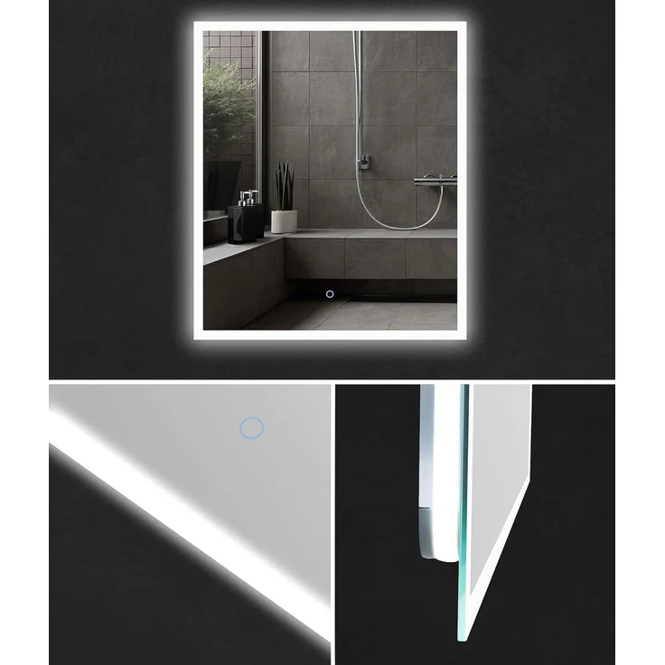 Alpenberger Badmöbel-Set - Badschrank Badezimmerschrank, (Led Spiegel Bad, Badezimmerspiegel mit Beleuchtung), mit Waschbecken - Waschtisch mit Unterschrank 60 cm Breit – Bild 5
