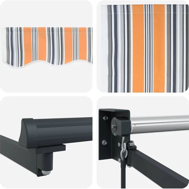 vidaXL Manuelle Gelenkarmmarkise mit LEDs, Blau & Orange, 5 x 3 m – Bild 9
