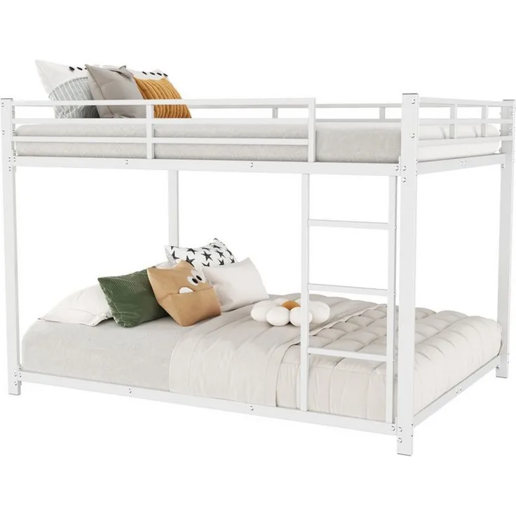 Flieks Etagenbett, Kinderbett Metallbett Doppelbett mit Lattenrost und Leiter 140x200 cm