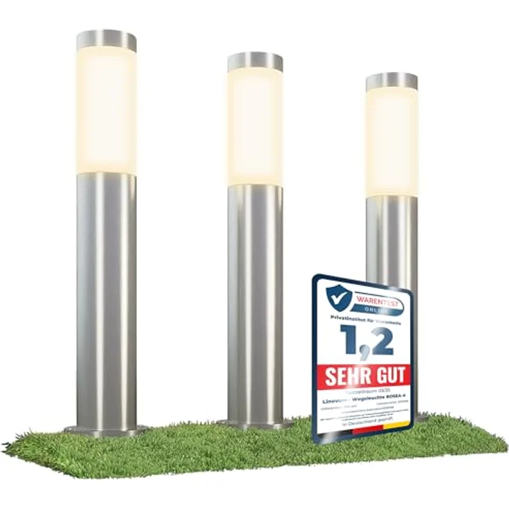 linovum LED Außen-Wandleuchte 3er Set Wegeleuchte BOSEA-A mit E27 Sockel - Pollerleuchte Hoehe 50cm, Leuchtmittel nicht inklusive – Bild 2