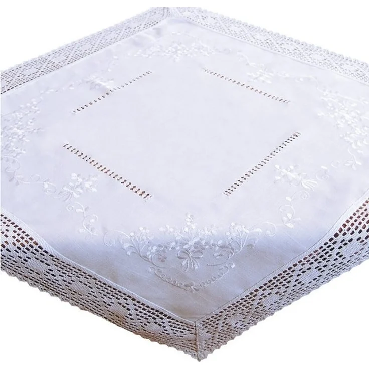 matches21 HOME & HOBBY Tischdecke Tischdecke BRIT Häkelkante & Stick Landhausstil Polyester 110 x 110 cm (1-tlg), Pflegeleicht & waschbar bei 30 °C – Bild 2