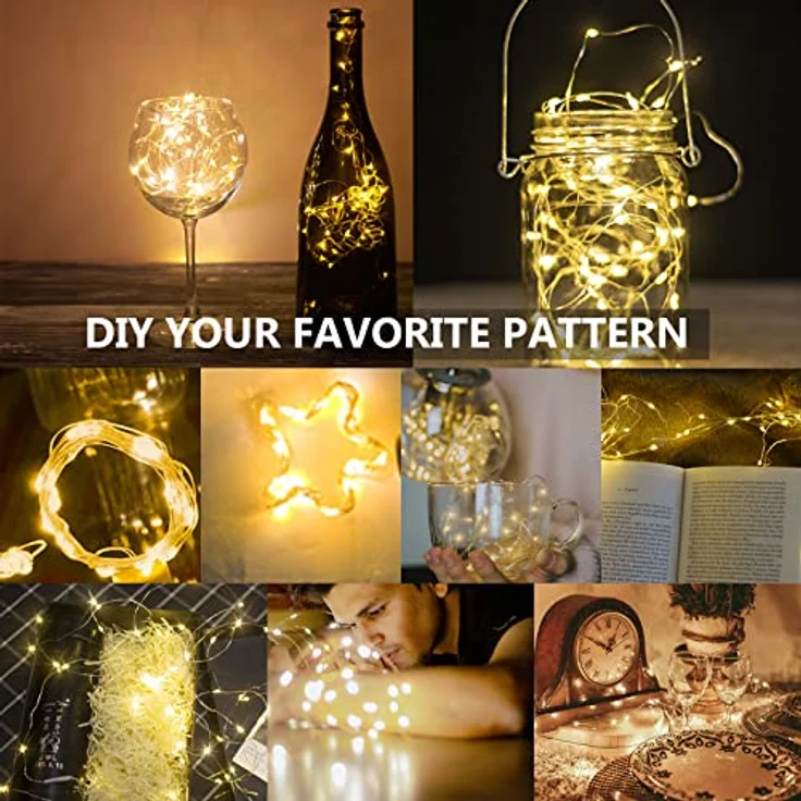 Jsdoin LED Mini Lichterkette mit Batterie, 12x20er Micro Lichterkette außen Batterie, 2M DIY kleine Lichterketten Wasserdicht für Party Hochzeit Weihnachten Beleuchtung Deko (WarmWeiß) – Bild 4