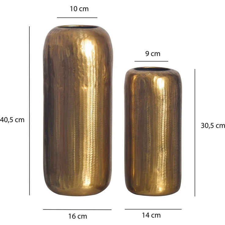 Dekovase >WL7.173< (2-teilig) in Gold, Aluminium - 40x16cm (HxD) – Bild 4