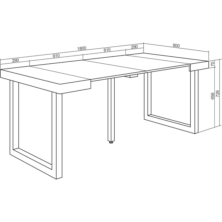 Skraut Home | Ausziehbarertisch | Multifunktionaler ausziehbarer | 180 | Für 8 Gäste | Massivholz Beine | Moderner Stil | Weiß – Bild 3