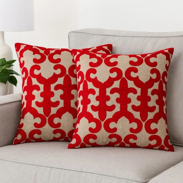 Marrakesch Orient & Mediterran Interior Zierkissen 2er Set Kissenbezug Handgefertigt Kayon Rot 40x40cm, Boho Deko, (2 St)