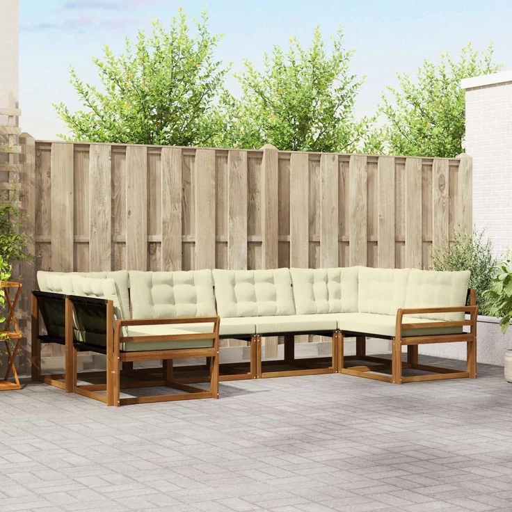 vidaXL Outdoor-Sofagarnitur 6 stk. 6-Sitzer Natur und Creme 3369793 – Bild 1
