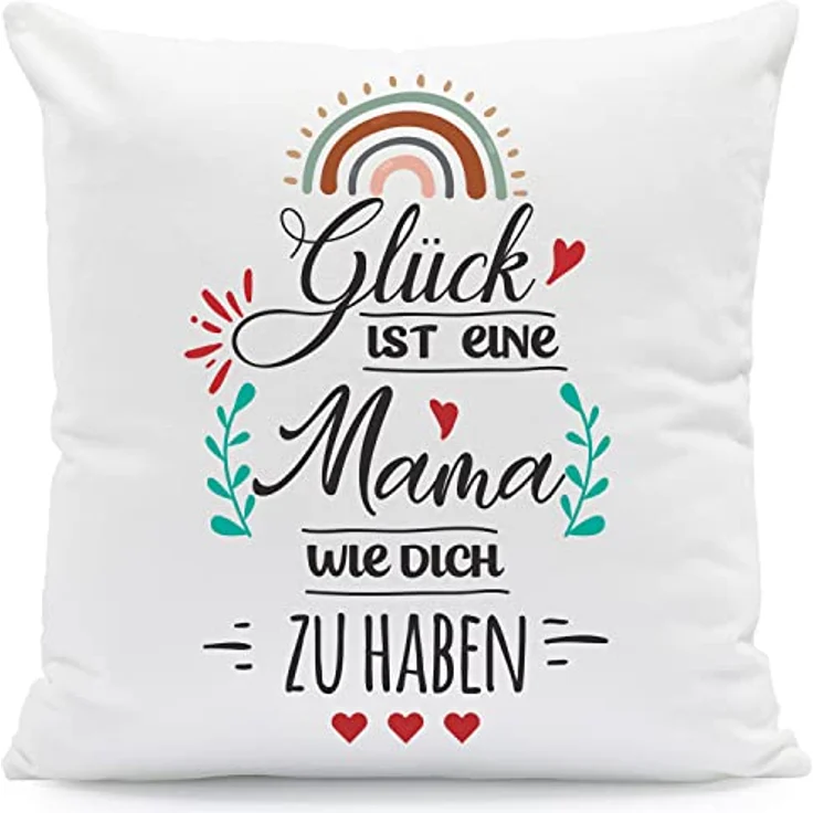 GRAVURZEILE Zierkissen mit Spruch - Glück ist - Geschenk für Freunde & Familie -, starke Farben ohne verblassen - Mama - mit Füllung – Bild 2