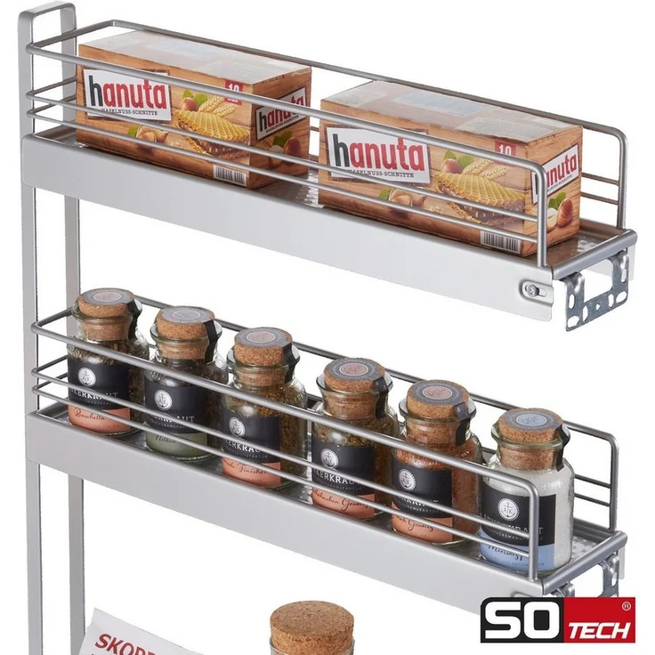 Kesseböhmer Auszugsunterschrank 15er Unterschrankauszug Classic 90° silbergrau 3-etagig Seitenmontage rechts passend für 15 cm breite Schränke – Bild 2