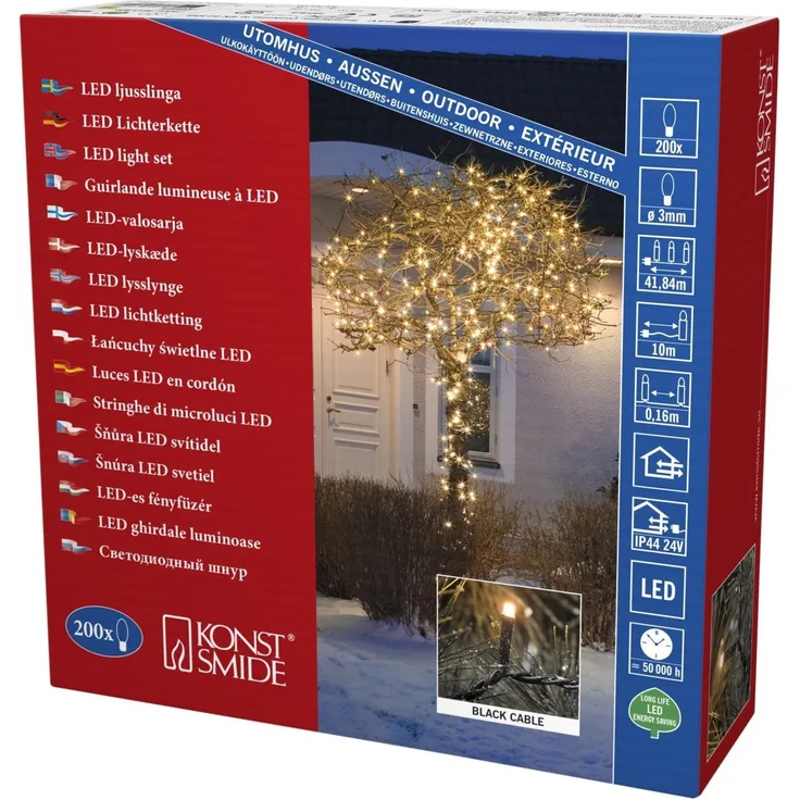 KONSTSMIDE No. 3613-800 Micro LED Lichterkette 200 bernsteinfarbene Dioden IP44