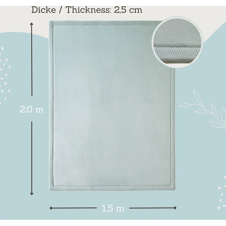 Wolkenweiche Spielmatte Baby 200x150x2,5cm, grün – Kinderzimmer Teppich mit hochwertigem Memory-Schaum – Krabbelmatte Baby mit Rutschfester Unterseite – Krabbeldecke, Kinderteppich, Tatami Matte – Bild 4
