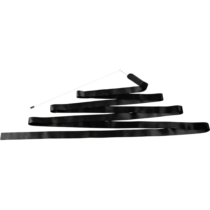 Gymnastikband Tanzband Turnband Rhythmikband Wirbelband Schwungband mit Stab 6 m, Schwarz
