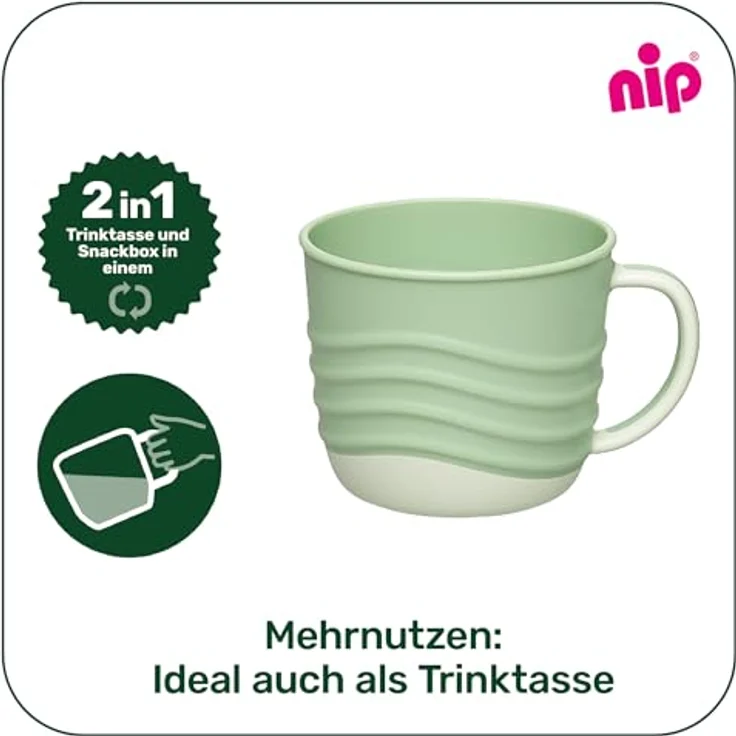 nip 2in1 Snackbox bruchfester Snackbecher & Trinkbecher für Babys 250ml | mit Deckel & Silikoneinsatz für Fingerfood & Snacks, Kindertasse ab 9 Monaten, geeignet für Spülmaschine und Mikrowelle, rosa – Bild 4