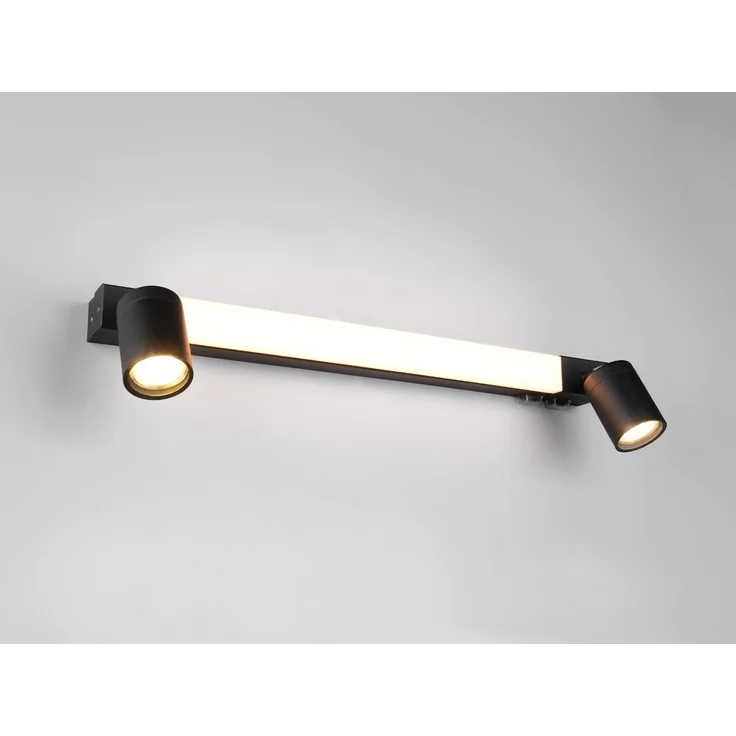 LED Bad Spiegelleuchte mit 2 Strahlern & Schalter, Schwarz Breite 60cm – Bild 3