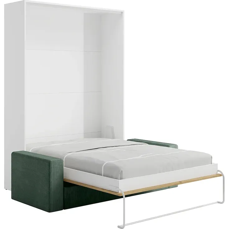 Vente-unique - BEGANIO Bett Holz, Platte BeigeWeiß - B 123 cm239,2 cm x H 225 cm x L 200 cm – Bild 2