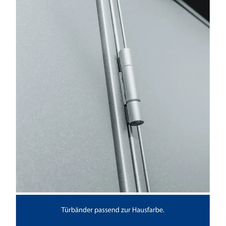 Hörmann Metall-Gerätehaus Berry Modern mit Satteldach Typ 2, 259 x 248 cm, fenstergrau, 6,4 m²,1-flüglige Tür – Bild 4