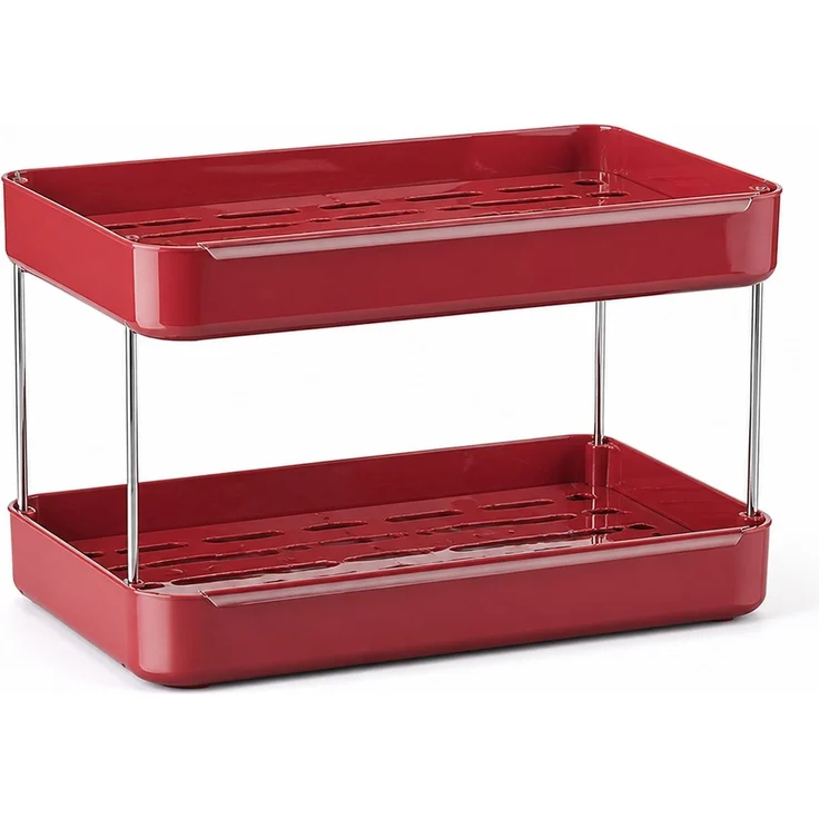 2-stöckiges Tassenregal mit Abtropfschale Rot 33 x 22,5 x 23 cm – Bild 1