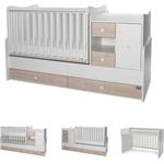 Lorelli Babybett, Jugendbett 3 in 1 Mini Max umbaubar, für 2 Kinder gleichzeitig grau weiß