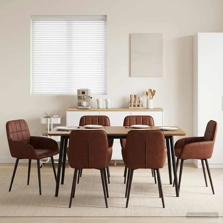 vidaXL Esszimmerstühle 6 pcs Kunstleder Glänzendes Braun 3428192