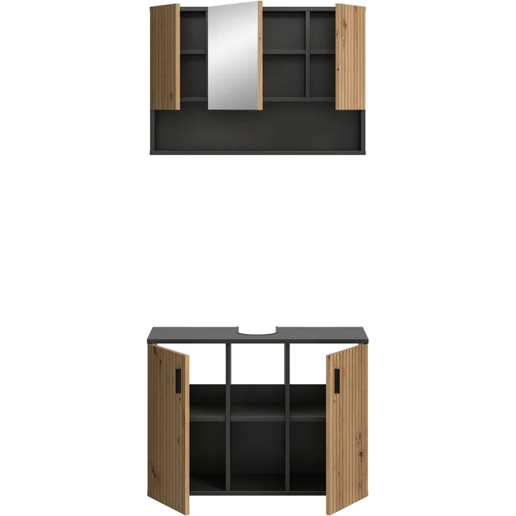 Badkombination B/H/T: 80x180x30 cm in Basalt Nachbildung und -- – Bild 3