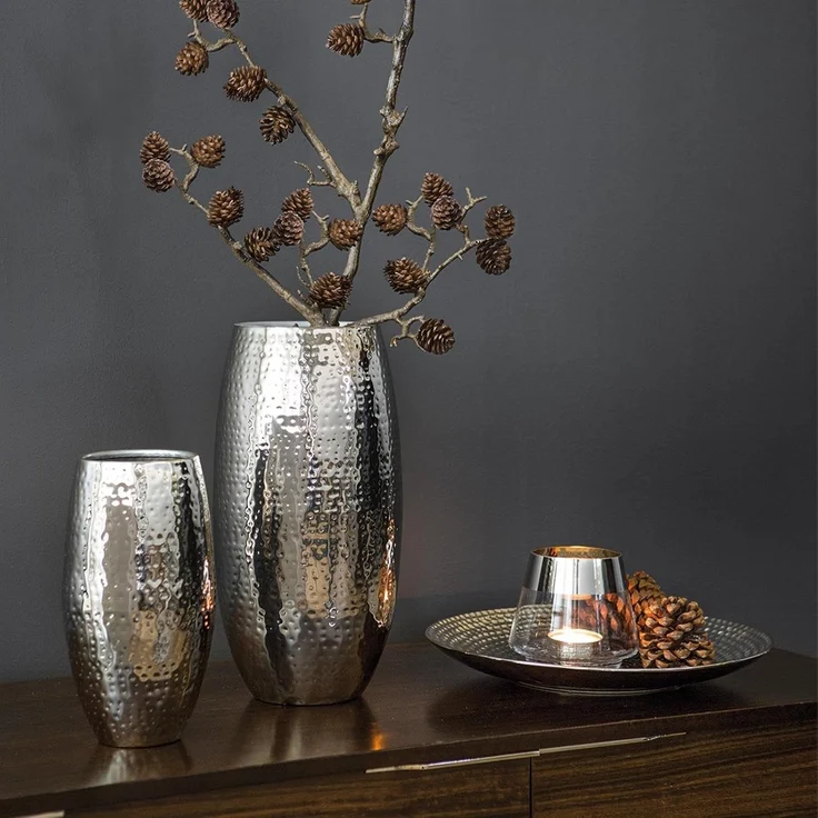 AFRICA hohe Vase silber-gehämmert Ø 21 cm, Höhe 40 cm – Bild 5