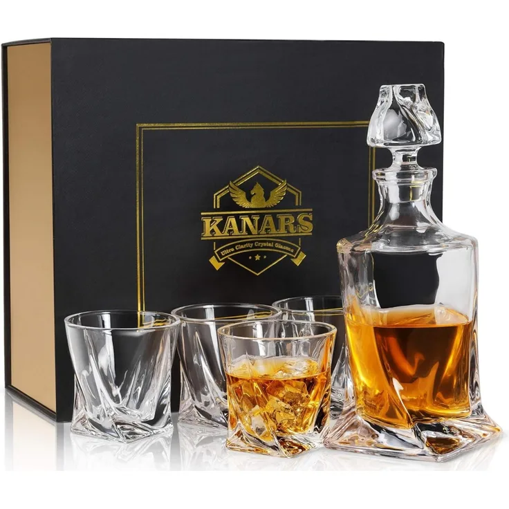 Whisky Karaffe und Gläser Set 800 ml Kristall Whiskey Dekanter
