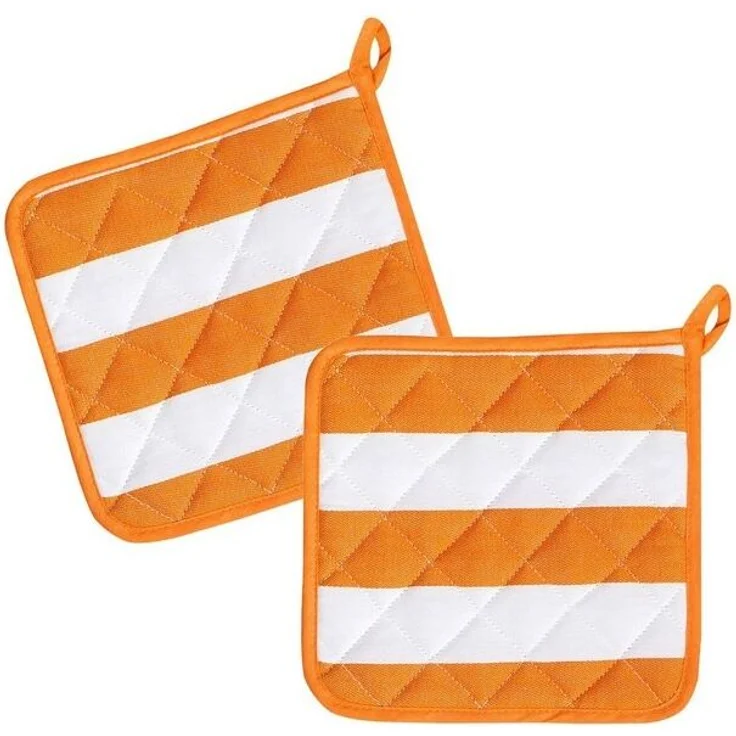 Kracht Topflappen Blockstreifen, (Set, 2-tlg, Set), 2er Set Topflappen, wattiert, ca. 22x22 cm – Bild 2