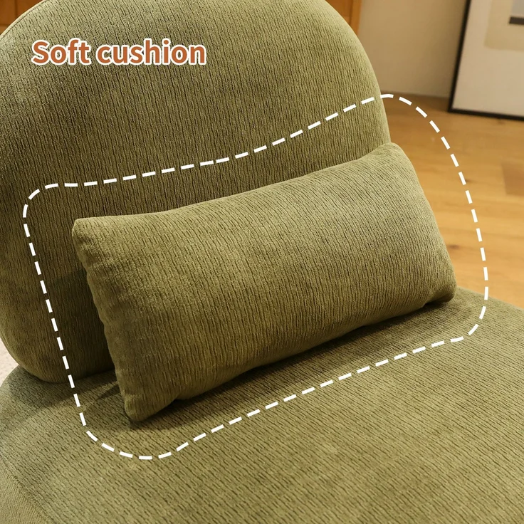 LVHOM Sessel Velvet Glamour mit Holzgestell, Loungesessel mit Kissen, Polstersessel für Wohnzimmer & Schlafzimmer, Skandi-Design, Grün – Bild 4