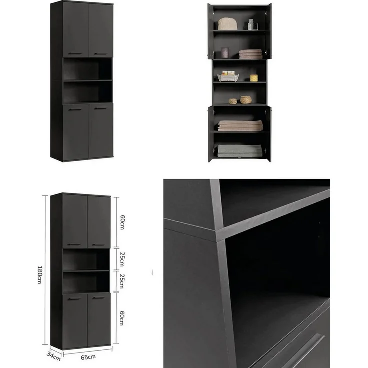 mokebo Badmöbel-Set Der Steuermann, (2-teilig), Unterschrank & Beistellschrank fürs Bad in Schwarz – Bild 3