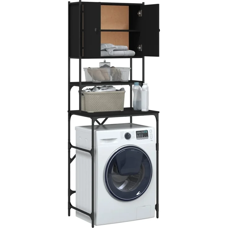 vidaXL Waschmaschinenschrank Schwarz 68x48,5x194 cm 838973 – Bild 5
