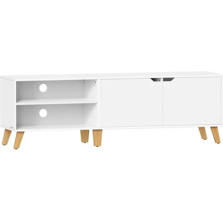 VASAGLE TV-Schrank, Fernsehtisch mit 2 Türen, 160 cm lang, TV-Regal für Fernseher bis zu 65 Zoll, verstellbare Ablagen, für Wohnzimmer, Esszimmer, Schlafzimmer, schneeweiß LTVDE030W01 – Bild 5