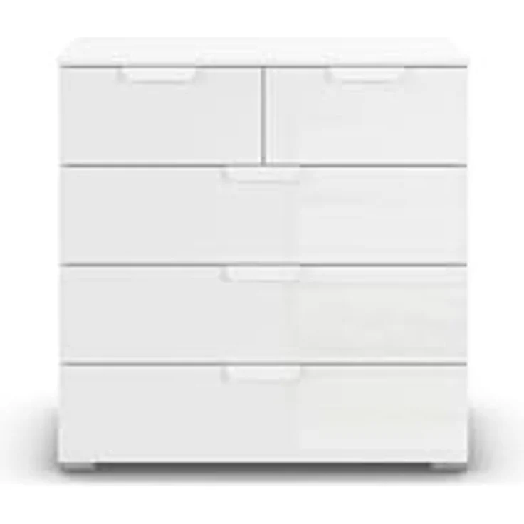 rauch Aditio Box, Kommode, 5 Schubladen, mit Glasfront, mit Softclose-Funktion, Farbe Weiß, BxHxT 80x81x42cm – Bild 6