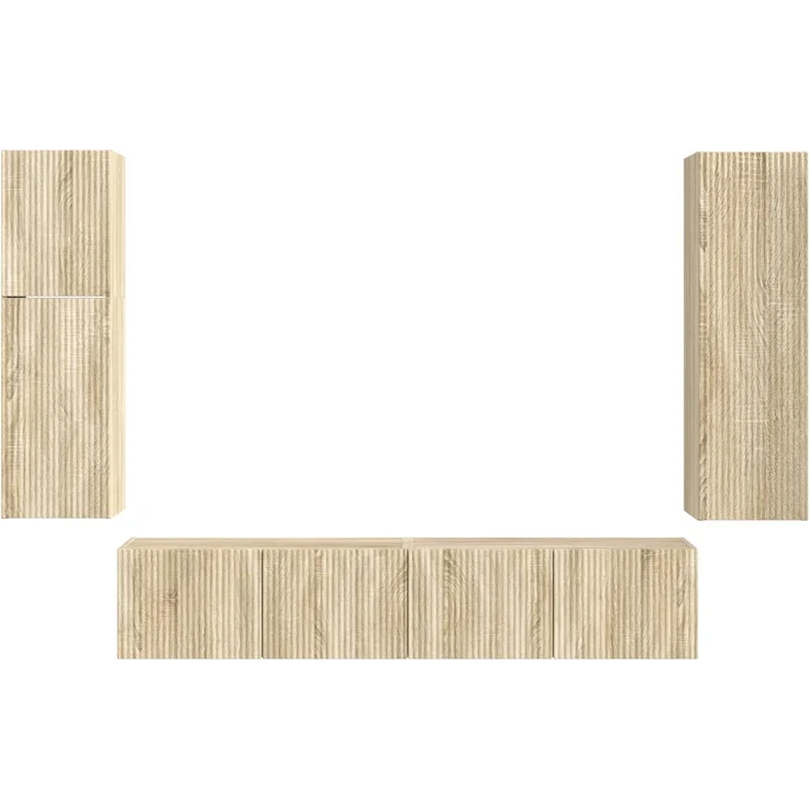 vidaXL TV-Schrankset Wandmontiert 4 pcs Sonoma-Eiche Holzwerkstoff 3409035 – Bild 9