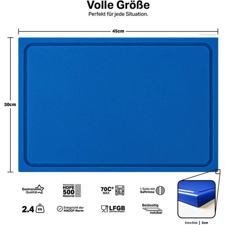 MUVELL Schneidebrett Schneidebrett HDPE500, Kunststoff, (Stück, 1-St, Schneidebrett), Schneidebrett für den Alltag – Bild 2