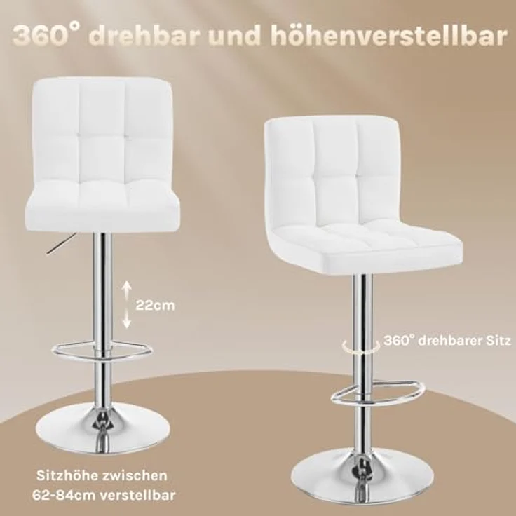 Woltu Barhocker (1 St), Barstuhl drehbar und höhenverstellbar Tresen Hocker – Bild 4