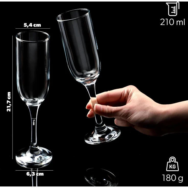 KADAX Prosecco-Champagnergläser, 210 ml, 6er-Set – Bild 2
