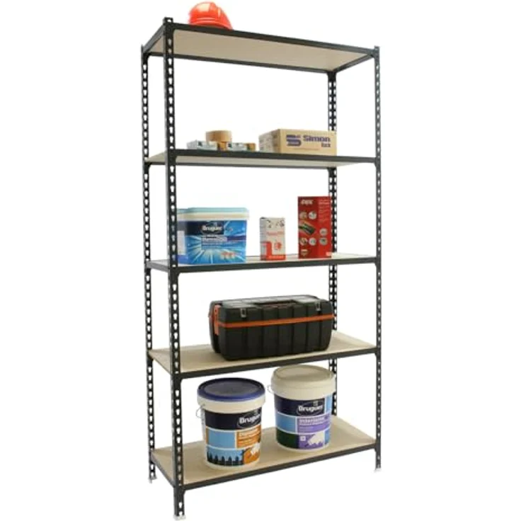 Simon Rack Metallregale, 2000 x 1000 x 300 mm, 5 Holzböden, 150 kg Biegepunkt, Lagerregale, Anthrazit/Holz - Holz – Bild 8