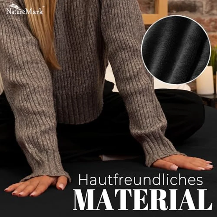 NatureMark Spannbettlaken Winter Thermo Fleece Spannbettlaken, 80% Baumwolle und 20% Polyester, Gummizug: rundum, (1 Stück), 90x190 bis 100x200 cm - Schwarz – Bild 7