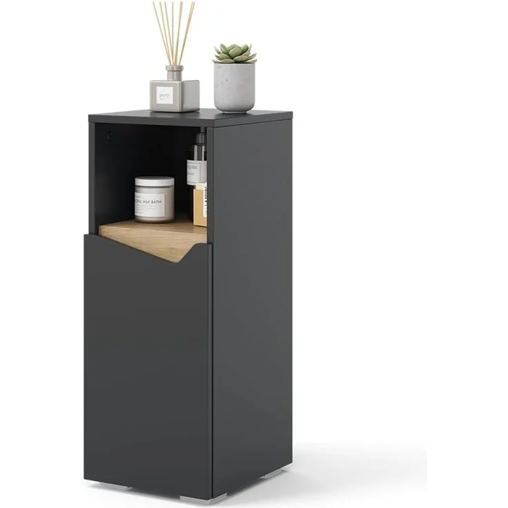 Midischrank Marelle Anthrazit/Artisan 30 x 74.5 cm mit Tür und offenem Fach Vicco – Bild 7