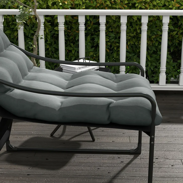 Outsunny Gartensessel, Stahl, Polyester, Grau, 62L x 110B x 88H cm – Bild 7
