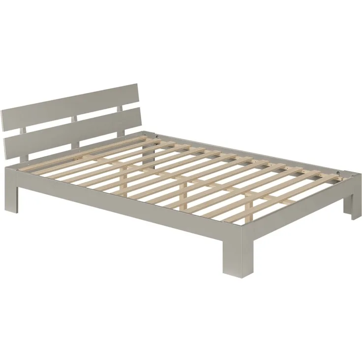 Bellamio 'Kavir' Bett 140x200 cm, cremegrau lackiert, Massivholzbett aus Kiefer, Doppelbett inkl. Lattenrost, bis 180 kg belastbar
