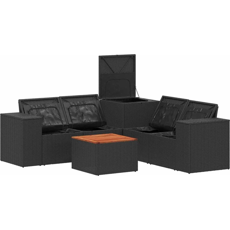 vidaXL Sofa Set 6 stk. Schwarz Polyrattan und Stahl 3447559 – Bild 7