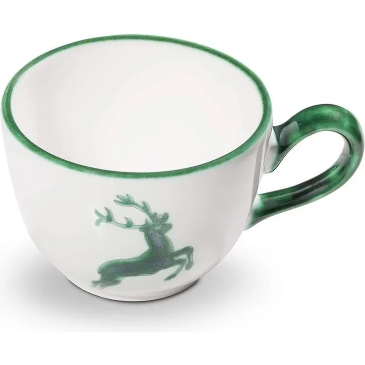 Grüner Hirsch, Kaffeetasse Cup (0,19L) - Gmundner Keramik Kaffeetasse - Mikrowelle geeignet, Spülmaschinenfest