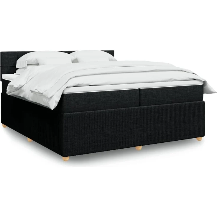 vidaXL Boxspringbett mit Matratze Schwarz 200x200 cm Stoff 3287565 – Bild 1