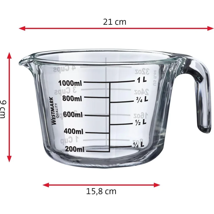 WESTMARK Messbecher Set 2tlg, Messkannen 0,5 l und 1 l, mehrsprachige Messskalen, Gerda, SAN – Bild 2