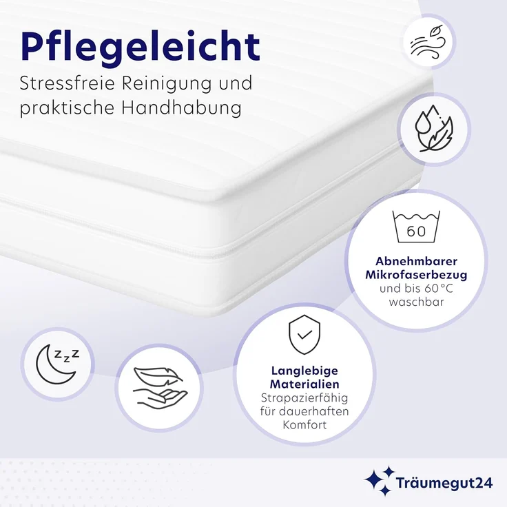 Träumegut24 AquaFlex® ergonomische 7-Zonen Kaltschaummatratze, Öko-Tex Zertifiziert, Höhe 16 cm, 120x200 cm, H4 – Bild 3